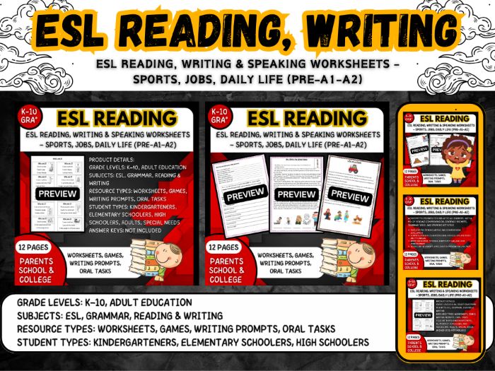 ESL Reading Writing. Speaking Worksheets