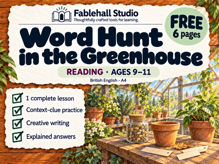 FREE Context Clues Lesson: Word Hunt in the Greenhouse