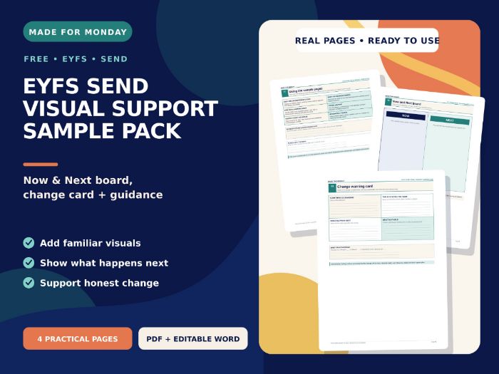 FREE EYFS Now and Next Board and Change Card - SEND Visual Support