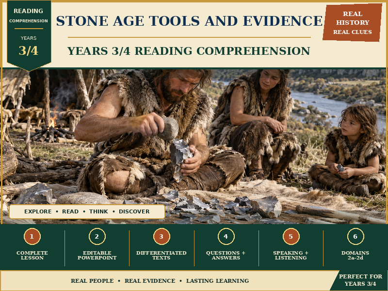 Year 3/4 Reading Comprehension - Stone Age Tools and Evidence