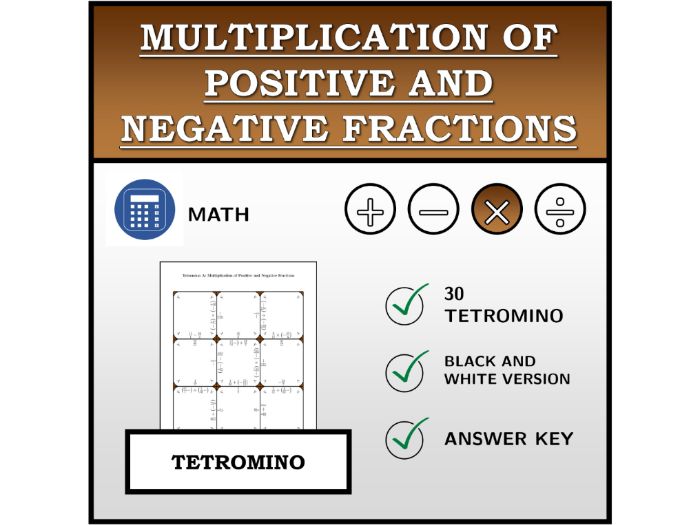 Tetromino | Multiplication of Positive and Negative Fractions | Math Activity