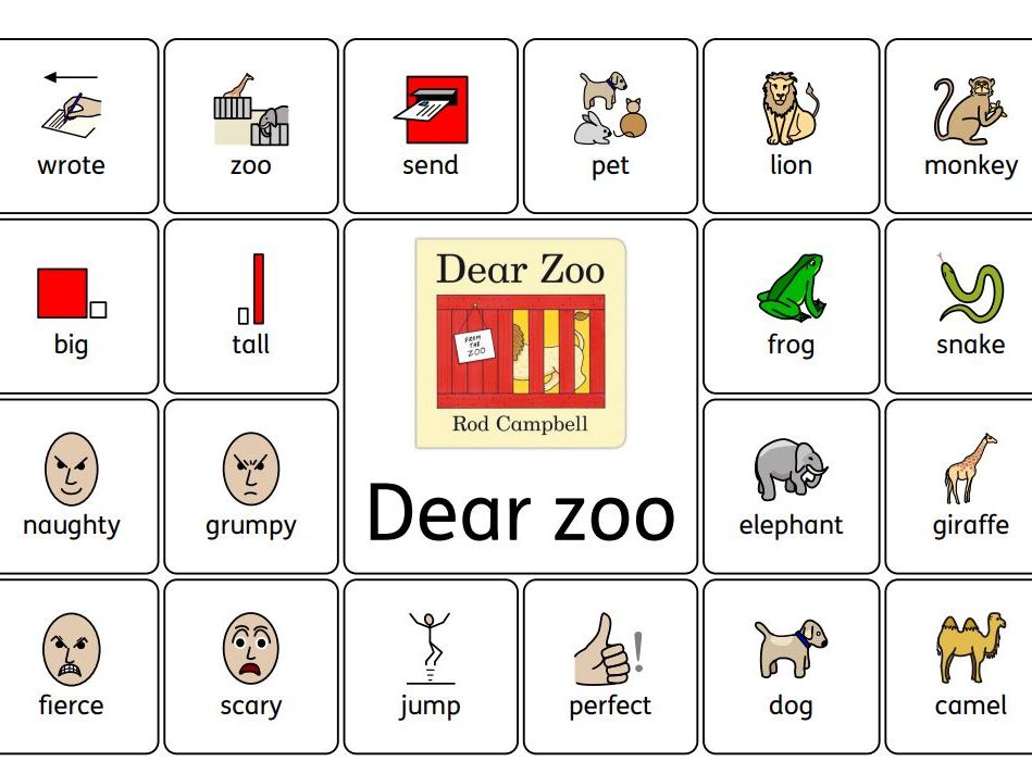 Dear Zoo word mat visuals