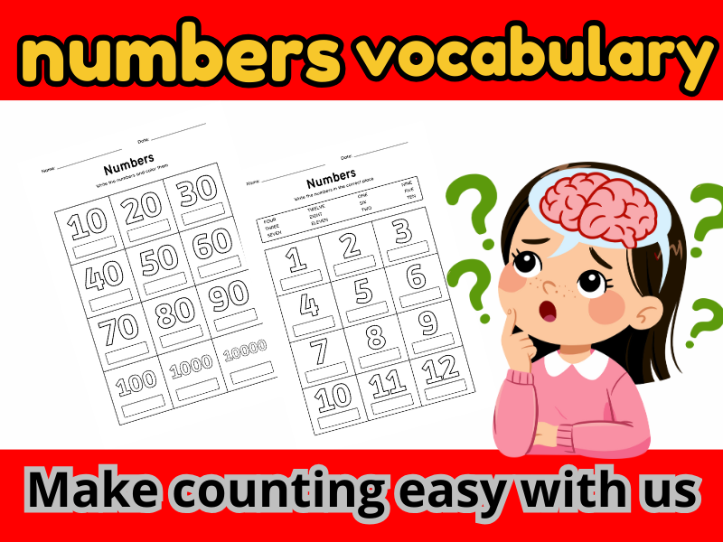 Numbers Vocabulary Worksheets: Writing Numbers & Number Words