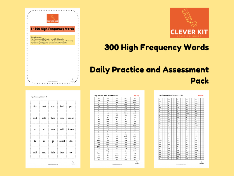 300 High Frequency Words Daily Practice and Assessment Pack