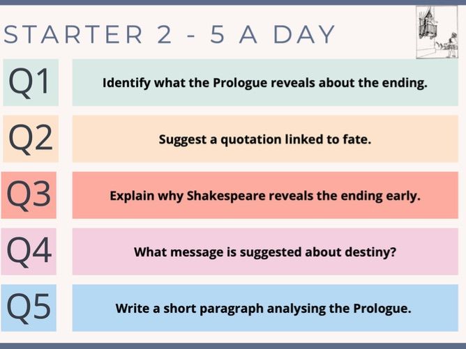 Romeo and Juliet-100 x '5 a day' Starters