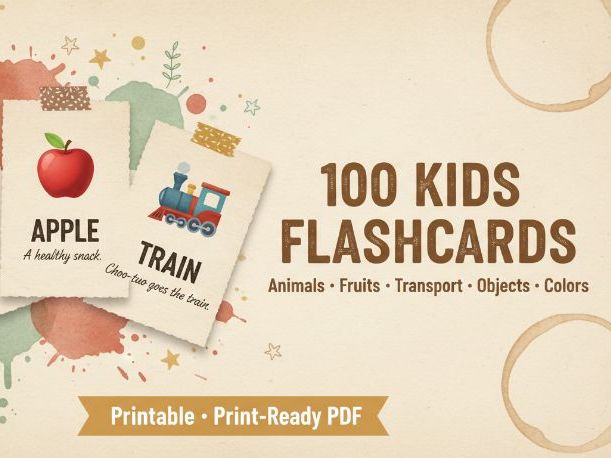 100 Printable Flashcards for Kids | Early Learning Vocabulary Cards