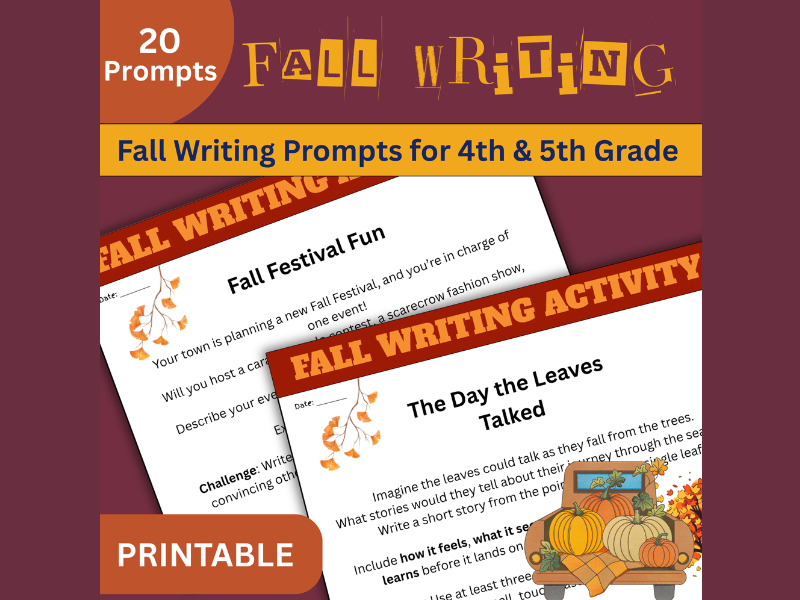 Fall Writing Prompts Thanksgiving Activities