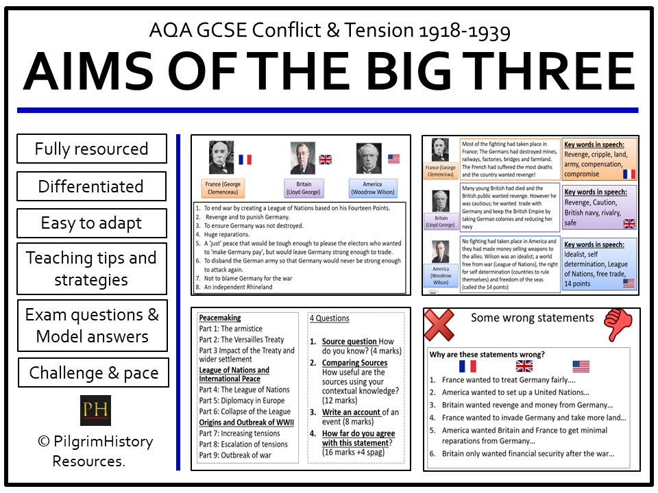 AQA GCSE Conflict & Tension: The Aims of the Big Three Peacemakers