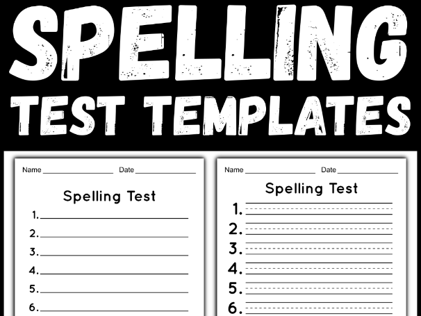 Spelling Test Template - 10 Word Format with Handwriting Lines (2 Versions)