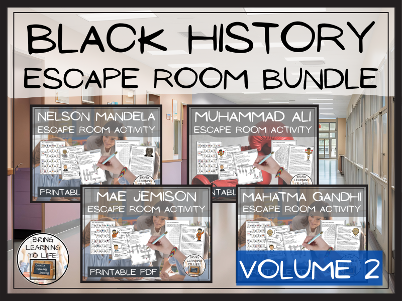 Black History Volume II Escape Room Activity Bundle | Year 5 or Year 6