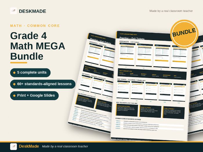 Grade 4 Math MEGA Bundle | 5 Units | CCSS 4.OA 4.NBT 4.NF 4.MD 4.G