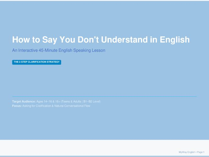 How to Say You Don't Understand in English