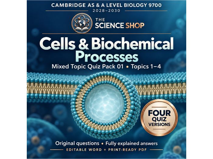 Cells & Biochemical Processes | Cambridge AS Biology 9700 | 4 Revision Quizzes