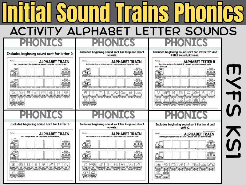 Initial Sound Trains Phonics Activity | Alphabet Letter Sounds EYFS KS1