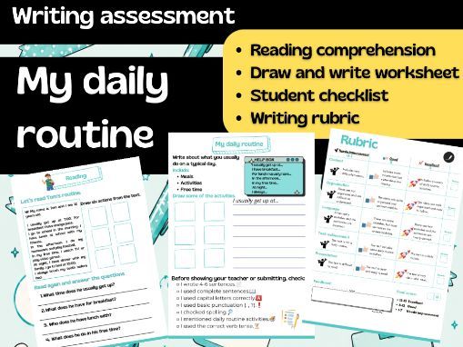 My Daily Routine | Reading, Writing + rubric