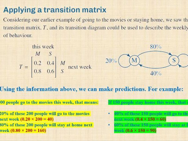 VCE General Maths | Matrices | PPT #7 | Intro to Transition Matrices | Editable