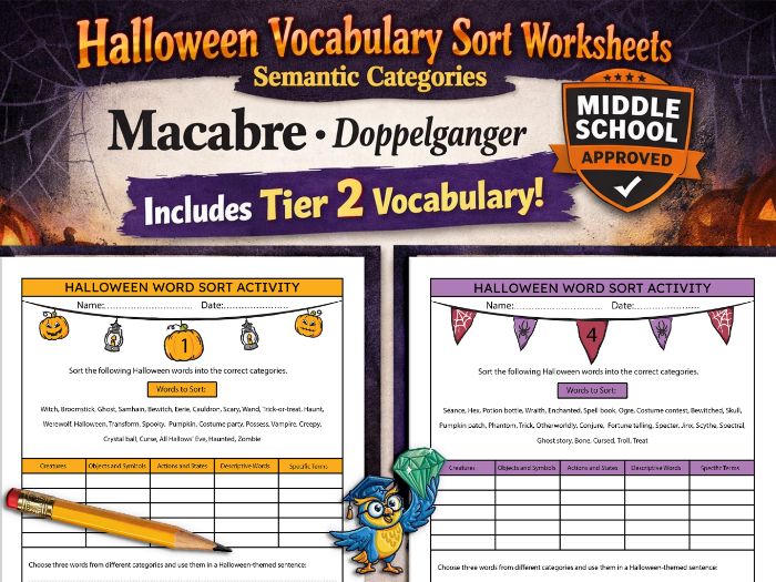 Halloween Vocabulary Word Sort (200 Words)