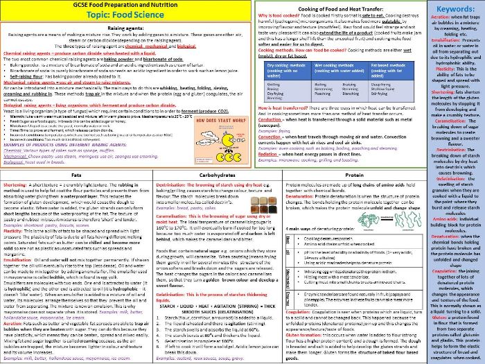 Food Science Knowledge Organiser - Food Preparation and Nutrition ...