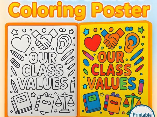 Back to School Class Values Coloring Pack