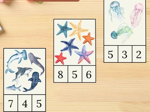 Ocean Explorers Marine Life Montessori 1-10 Clip Counting Activity