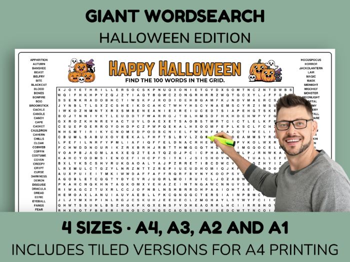 Giant Halloween Word Search - Instant Halloween Fun!