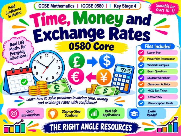 Time, Money & Exchange Rates (0580 IGCSE Core) | 8-File Complete Resource Pack