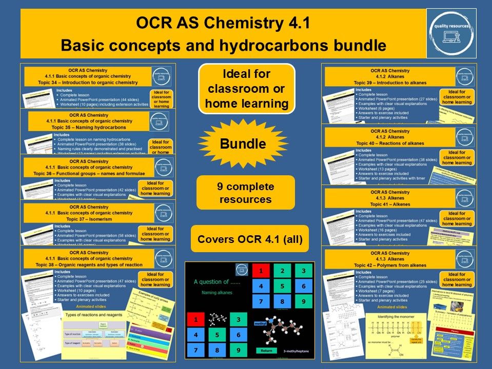 Basic concepts and hydrocarbons bundle OCR AS Chemistry