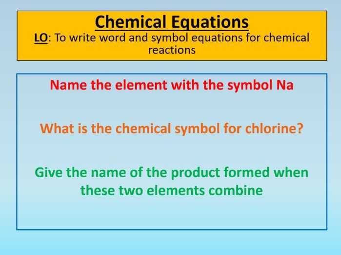 GCSE AQA Chemistry C1 Chemical Equations PowerPoint