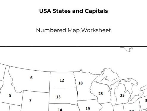USA States & Capitals Map Worksheet | Geography Labeling Activity