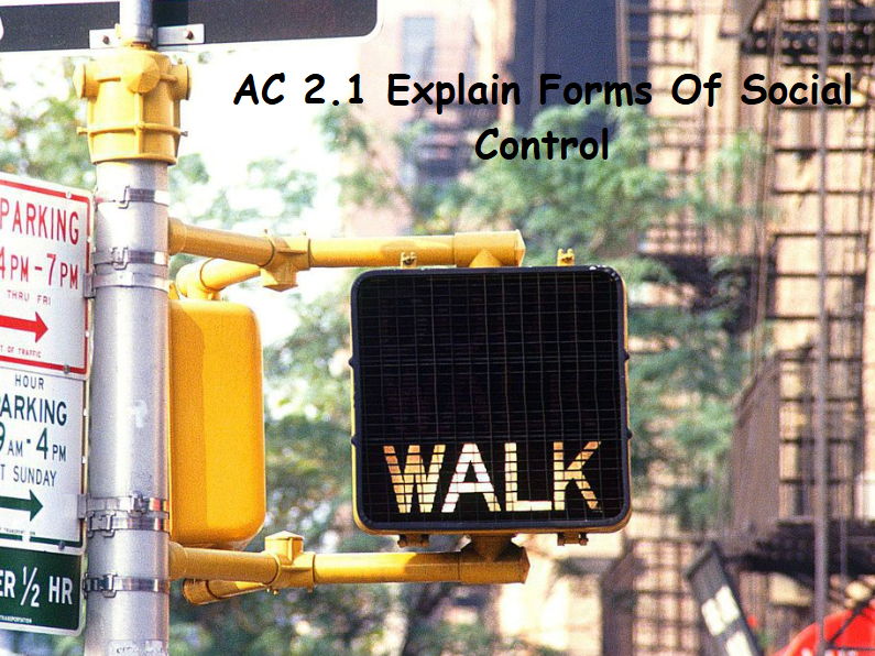 Criminology L3 WJEC UNIT 4 AC 2.1 Forms of Social Control