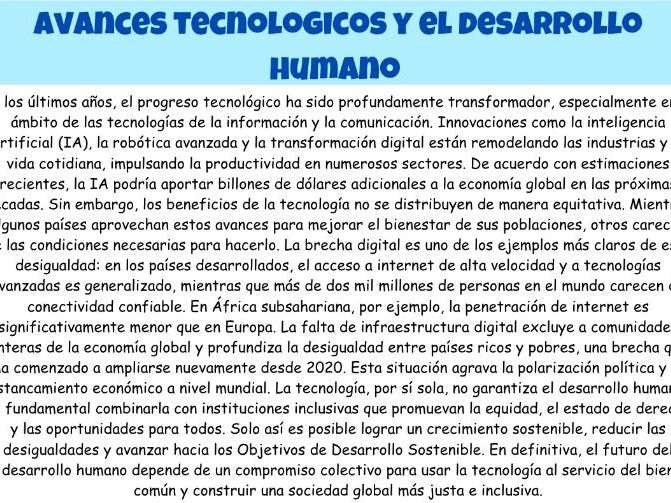 A Level Spanish Unit 2: los avances tecnologicos y el desarrollo humano