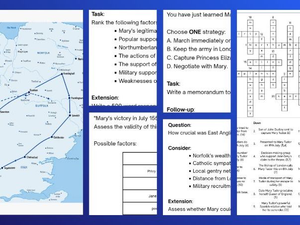A Level OCR/AQA/Edexcel - Mary I: The Succession Crisis 1553 Lesson Pack