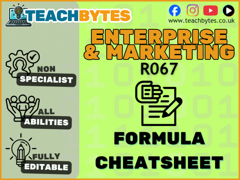 FREE! R067 Enterprise & Marketing Formulas Cheatsheet