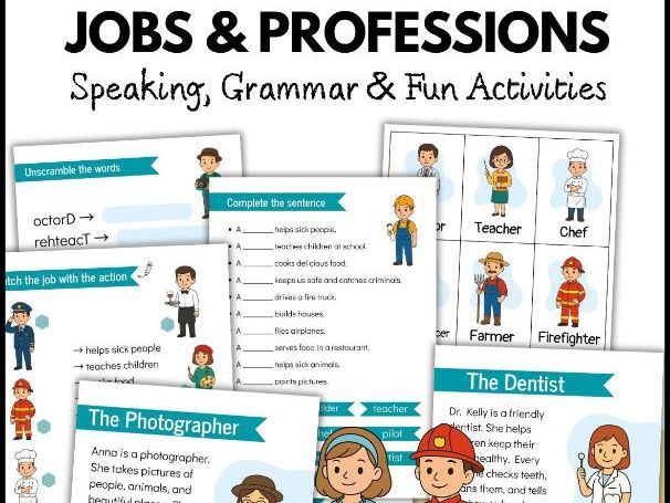 Jobs & Professions – English Worksheets for Kids | Speaking, Grammar & Fun