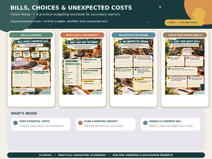 Bills & Budgeting Workbook | Money Management & Life Skills | KS3 KS4 SEND