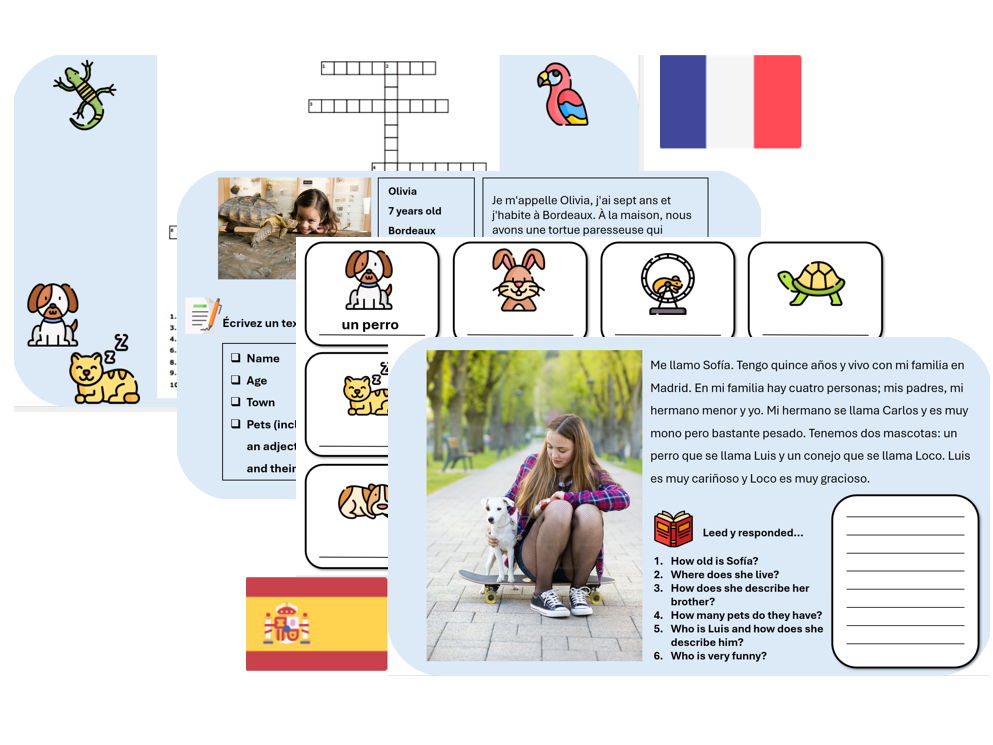 Pets (French & Spanish) – Independent Learning & Cover Pack