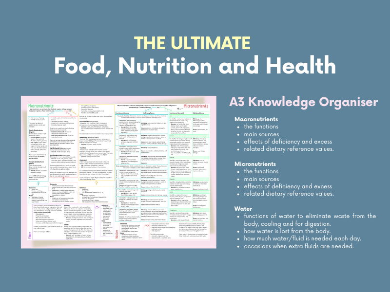 GCSE Food - Food, Nutrition and Health Knowledge Organiser