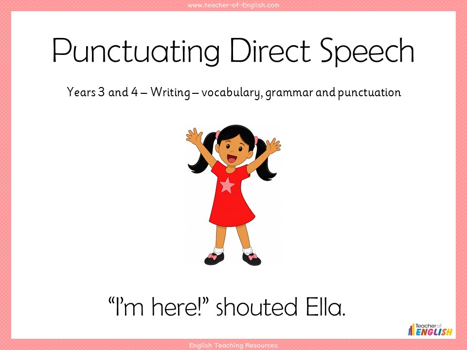 Punctuating Direct Speech - Years 3 and 4 Punctuation