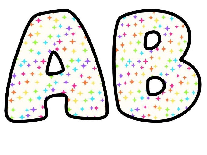 Neon Star Confetti Bubble Letters | Polka Dot Bulletin Board Letters | Classroom Display Pack