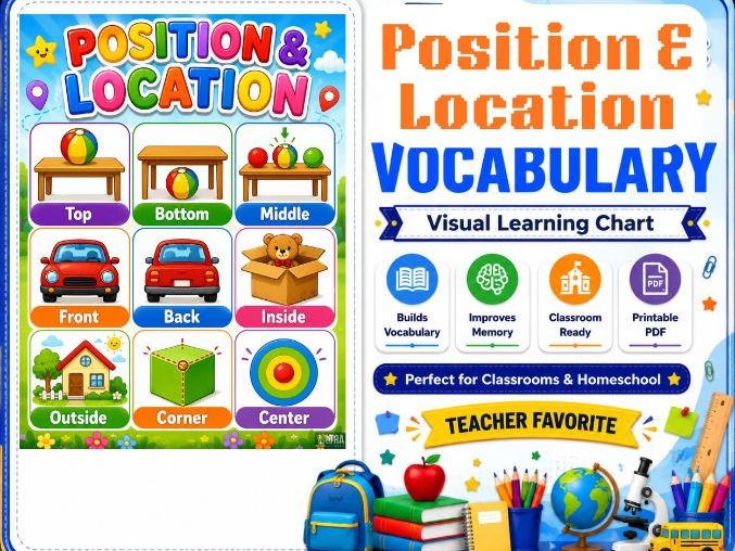 Turn Your Classroom Wall into a Vocabulary Learning Center | Large Position and Location Vocabulary