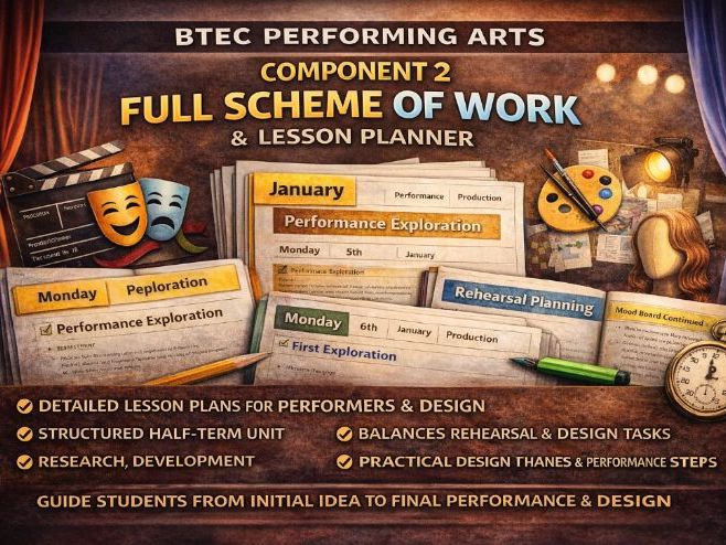 BTEC Performing Arts Component 2 Full Scheme of Work / Lesson Planner