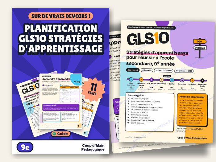 French Course Plan Grade 9 GLS1O Learning Strategies | Planification GLS1O