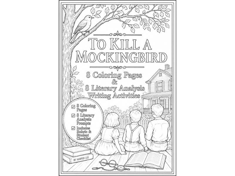 To Kill a Mockingbird No Prep Activity | 8 Coloring Pages & Analysis Prompts