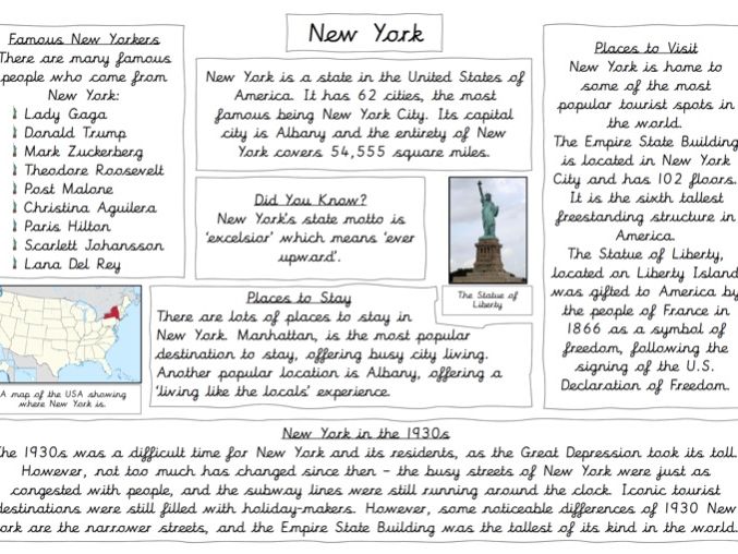 Non-Chronological Report on New York (KS2)