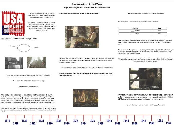 BBC American Voices - Ep3. Hard Times - Supporting Worksheet