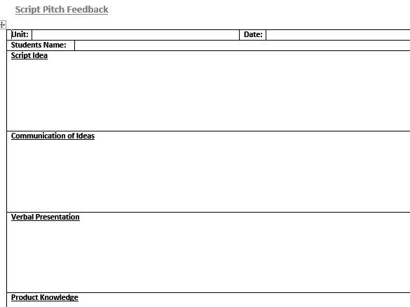 Presentation Feedback (Film & TV/Media Students)