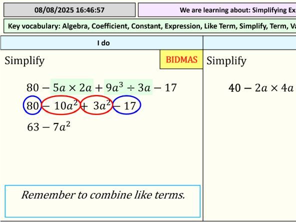 Simplifying Expressions with BIDMAS (Full Lesson)