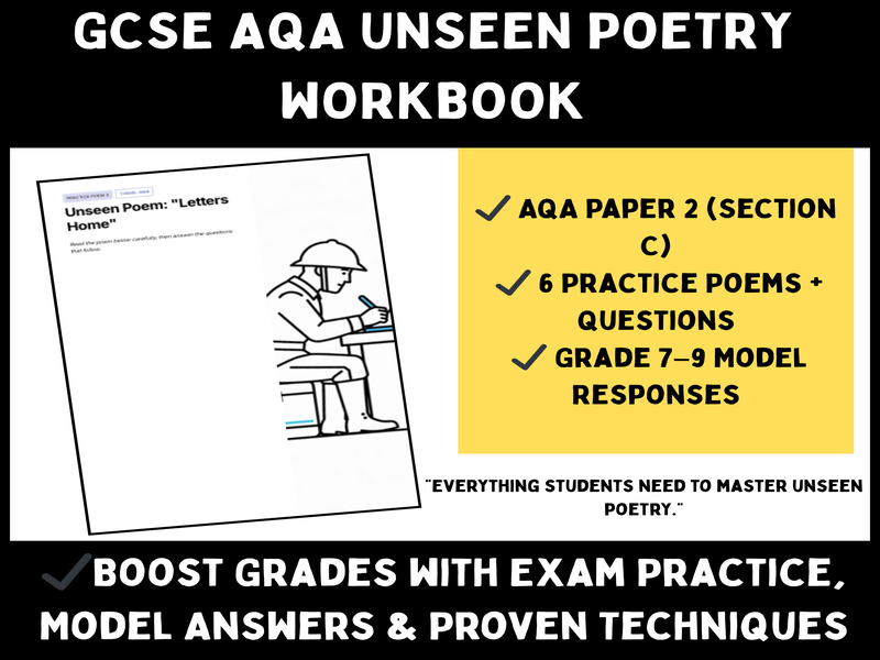 GCSE AQA Unseen Poetry Workbook – Exam Practice, Model Answers & Top Grade Techniques