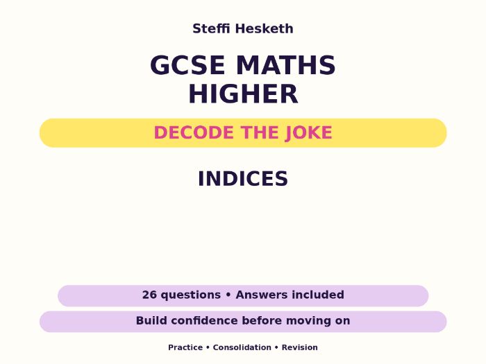 Indices | GCSE Decode the Joke + Answers