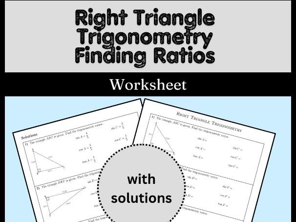 Right Triangle Trigonometry Finding Ratios Worksheet (with solutions)